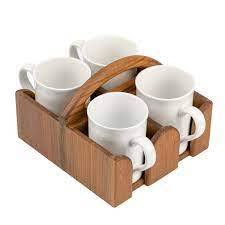 Juego de Bandejas para Tazas de Madera, Elegante Base de Madera para Servir Bebidas, Mejora la Presentación de la Mesa de Comedor - Product Image 5