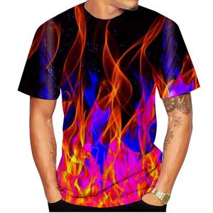 Comfortable Regular Fit Cool Fire <b>Flame</b> 3D Print T-<b>Shirts</b> Men Short Sleeve T <b>Shirt</b> Streetwear Oversize Tees Top Kid Clothing - Product Image 2