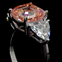 Bague de fiançailles en or 14 carats avec diamant de laboratoire taille Asscher, trois pierres latérales triangulaires, sertissage à griffes, certifiée IGI, bijoux fins