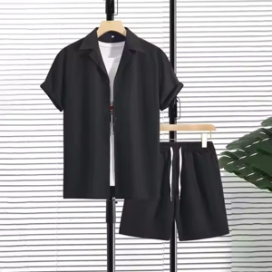 Nueva camisa de playa de manga corta informal con estampado Hawaiano para hombre, ropa de playa americana, tela de algodón transpirable, conjunto corto de temporada de verano - Product Image 2