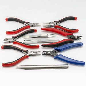 Top Trending Best Selling Beading <b>Tool</b> Kit 9pcs Rubber Handle <b>Leather</b> Safe <b>Pouch</b> Beading Cutter Pliers with Tweezers - Product Image 4