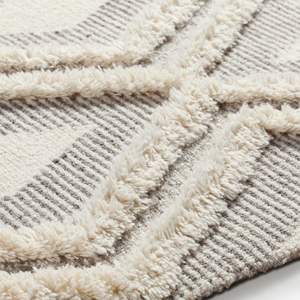 Tapis antidérapant moderne en laine beige marron fait à la main pour le salon ou les espaces commerciaux. - Product Image 4