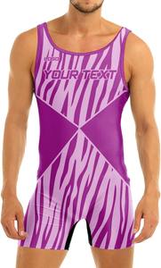 Combinaison de lutte personnalisée en gros, nouvelle arrivée, impression par transfert thermique, extensible en spandex, logo frontal, vêtements de lutte pour hommes - Product Image 5