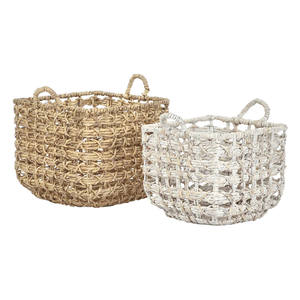 Nouvelle arrivée ensemble de deux pièces de panier décoratif en jacinthe d'eau pour la décoration de la maison avec poignées du Vietnam meilleure vente - Product Image 4
