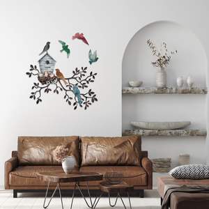 Metal Bird <b>Wall</b> <b>Art</b> Birds Branch Decor Hanging <b>Leaves</b> with Birds <b>Wall</b> Sculpture Metal Tree <b>Leaf</b> Birdhouse Best Price - Product Image 3