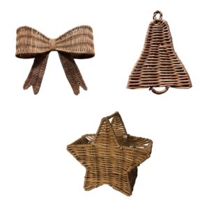Vietrustic Seagrass Rattan Rustic Christmas Tree Hanging Decor Holiday <b>Vintage</b> Style <b>Ornament</b> - Product Image 1