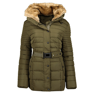 Vêtements d'hiver à fermeture éclair pour femmes, veste parka en fourrure avec poignets élastiques personnalisés, vente en gros, veste matelassée chaude avec patchs personnalisés - Product Image 5