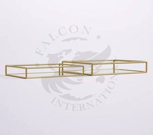 บ้านทันสมัยและโรงแรมหรูหราถาดกระจกสี่เหลี่ยมที่กำหนดเองขายส่งถาดเสิร์ฟสำหรับเครื่องประดับและการตกแต่งถาดกระจกแบบกำหนดเองที่หรูหรา - Product Image 1