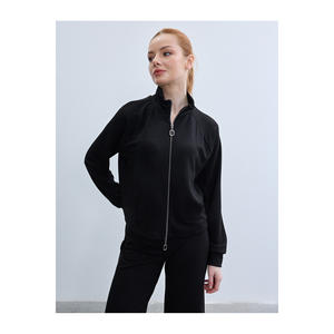 Sudadera con capucha y cremallera para mujer, mezcla de viscosa, cómoda y holgada - Product Image 2