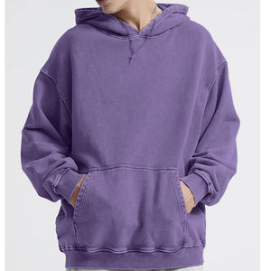 2025 100% algodón liso en blanco Sudadera con capucha hombres peso pesado Sudadera con capucha de gran tamaño ropa de calle logotipo personalizado lavado con ácido con bolsillo canguro - Product Image 1