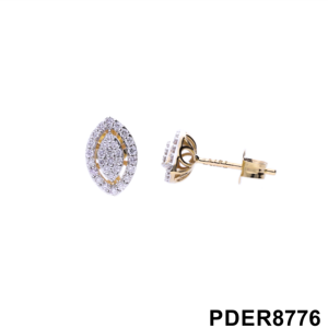 ต่างหูเม็ดเดี่ยวประดับเพชรรูปวงรี0.38สวยงามหรูหราตัวเรือนทอง14K กรอบสำหรับผู้หญิง - Product Image 6