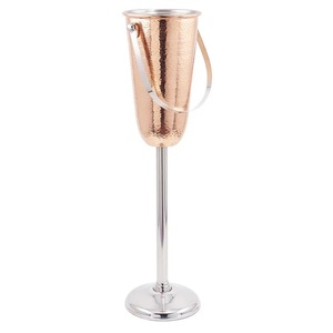 Handmade Hammered Designing Wine Cooler Aluminum <b>Gold</b> Finishing Top Quality Champagne Metal <b>Ice</b> <b>Bucket</b> With Handle & Stand Base - Product Image 3