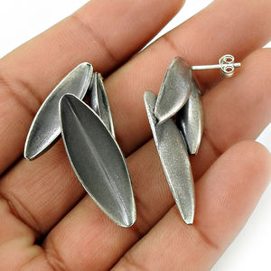 Boucles d'oreilles au design unique au prix de gros Boucles d'oreilles en argent sterling 925 Bijoux faits à la main fabriqués à partir de fournisseurs en vrac en argent uni - Product Image 4