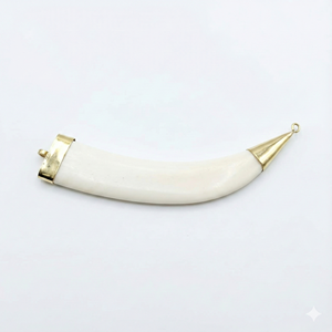 Handmade Natural Buffalo Bone Tusk Pendants Octagon Shape Gold Plated Brass Cap <b>Boho</b> Jewelry Charms DIY <b>Necklace</b> Making Conifer - Product Image 1