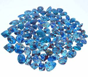 Magnifique lot en gros de cabochons en azurite naturelle, formes variées et pierres brutes fines pour la fabrication de bijoux - Product Image 2