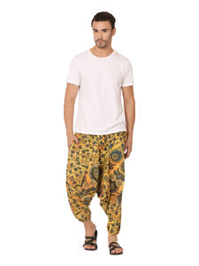 Joggers foncés décontractés pour hommes respectueux de l'environnement 100% coton taille haute léger toile taille libre coupe ample pantalon à cordon - Product Image 6