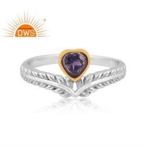 แหวนพลอยไอโอไลต์ธรรมชาติทำจากเงินแท้ดีไซน์รูปหัวใจผลิตตามสั่ง - Product Image 3