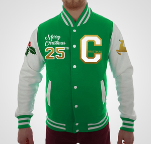 Custom Unisex Baseball Varsity Bomber <b>Jacket</b> USA Christmas Team Stand Collar Canvas Fabric Pockets Decoration <b>Waterproof</b> - Product Image 5
