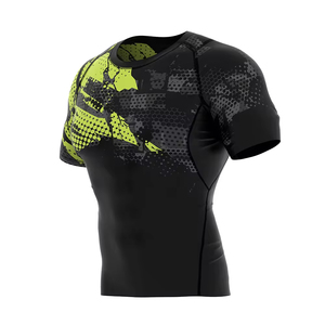 Chemises de sport de compression personnalisées pour hommes Rash Guard BJJ MMA Imprimé sérigraphié en soie Spandex/Polyester respirant Hauts de haute qualité - Product Image 3