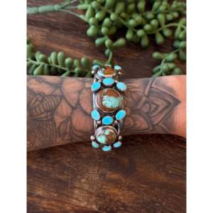 Kathleen Chavez Multi Turquoise & Sterling Silver Cluster Fashion Cuff Bracelet - Product Image 2