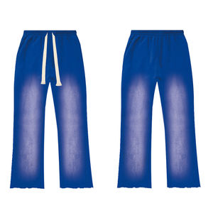 Venta al por mayor de pantalones de chándal acampanados con lavado ácido con logotipo personalizado, ropa de calle para hombre, pantalones de Jogger de color sólido de algodón de alta calidad, pantalones para hombre - Product Image 4