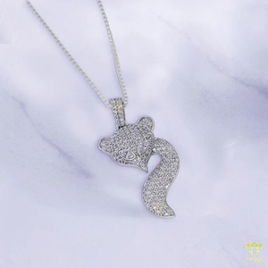 Pendentif de renard cultivé en laboratoire glacé pour hommes breloque de renard d'animal sauvage en argent sterling 925 avec chaîne Bling Hip Hop bijoux cadeau - Product Image 5