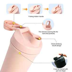 Bouteille de shaker à protéines à large ouverture sans BPA de 26 oz |   Thermos isotherme en acier inoxydable 304 avec poignée, isolation thermique 12-24h - Product Image 5
