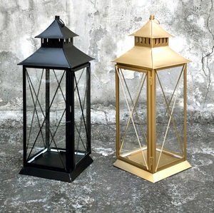 Luxury <b>Moroccan</b> <b>Lantern</b> Durable Glass with Matte Black & Golden Iron Frame for Home Garden Decor for Christmas Low Price - Product Image 1