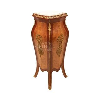 Pedestal Decorativo de Madera con Tapa de Mármol de Lujo - Product Image 6