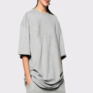 2024 calidad superior señoras jóvenes mujeres transpirable Casual camiseta suelta de gran tamaño gota hombro camiseta para mujeres - Product Image 3