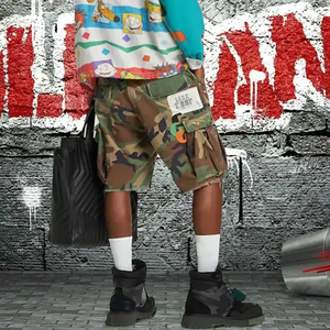 Shorts cargo décontractés pour hommes, printemps-été, design personnalisé, délavé, streetwear, toile, séchage rapide, fermeture à cordon - Product Image 4