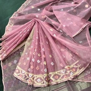 Exclusif Deshi Dhakai Jamdani Sharee pas cher prix pour les femmes JAMDANI tissu bleu rouge vert doré bleu ciel du Bangladesh - Product Image 1