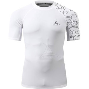 T-shirts de compression personnalisés OEM de haute qualité pour hommes, coupe régulière, écologiques, respirants, en Spandex/Polyester, pour l'entraînement sportif - Product Image 2