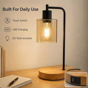Modern Metal Table <b>Lamp</b> With <b>Touch</b> Control And Usb Port E27 Bulb For Bedroom Bedside Warm Atmosphere Light Set Of 2 - Product Image 4