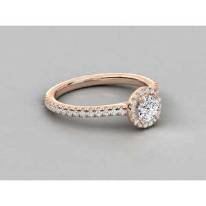 Bague de fiançailles solitaire en or massif 14 carats avec diamant naturel taille brillant pour femme - Bijou élégant et luxueux - Product Image 1