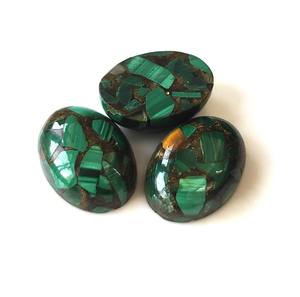 หินอัญมณีสีเขียวรูปวงรีทำจากทองแดงมรกตขนาด3x5mm-20x30mm แบนราบสำหรับเครื่องประดับธรรมชาติ - Product Image 6