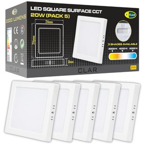 Faretto LED da Soffitto Quadrato 20W, Luce da Soffitto a Montaggio Superficiale con CCT Selezionabile 3000K 4000K 6500K - Product Image 1