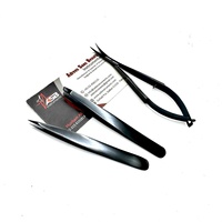 Pince à sourcils plasma tout noir Logo personnalisé Ciseaux à sourcils en acier durable à bouts pointus inclinés