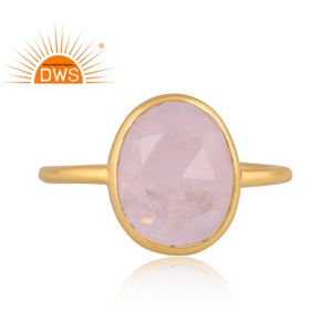 Hot Selling Sterling Silver 18K Gold Plated Natural <b>Rose</b> <b>Quartz</b> Gemstone Stackable <b>Ring</b> Demi Fine Jewelry For Women Gift For Her - Product Image 3