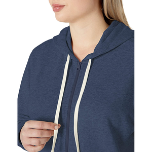 Women's <b>Peach</b> Hooded Sweatshirt Regular Fit Fleece Solid Color Pocket Design Winter Wear Waterproof Breathable Polyester/Cotton - Product Image 3