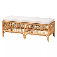 Banc en rotin avec matelas blanc