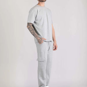 Ensemble T-shirt et pantalon en coton pour homme, style simple et unique, cordon de serrage, ensemble décontracté pour homme - Product Image 6