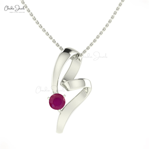 Meilleure vente 0.47 CT or 14K pendentif rubis naturel Design torsadé 100% Prong Set collier rubis rouge pour pendentifs fins breloques - Product Image 3