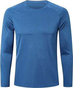 Camiseta de manga larga de secado rápido para hombre con estampado personalizado de alta calidad OEM, camiseta informal de algodón liso de secado rápido para Fitness - Product Image 1