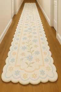 พรมปูพื้นลายดอกไม้สีครีมสีพาสเทลหนา10มม. พรมเดซี่แบบทอมือพร้อมขอบหอยเชลล์สำหรับตกแต่งห้องนั่งเล่นและห้องนอน - Product Image 2