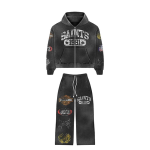 Survêtement Homme Tendance Hiver Décontracté Streetwear Personnalisé 100% Coton Polaire Délavé au Soleil Effet Acide Haute Qualité Respirant - Product Image 1