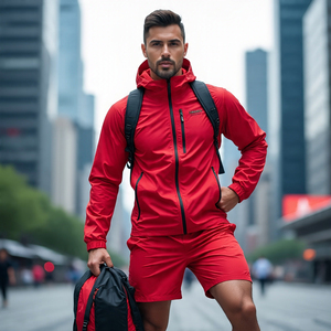 ชุดกางเกงขาสั้นกันลมสำหรับผู้ชายชุดเสื้อแจ็กเก็ตกันฝนและกางเกงขาสั้นชุดคู่ผู้ชายกางเกงขาสั้นกันลมเดินป่า - Product Image 2