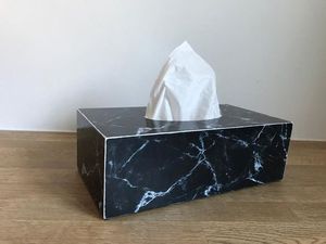 ที่ใส่กระดาษทิชชู่สำหรับตกแต่งบ้านแบบคลาสสิกสีดำหินอ่อน - Product Image 5