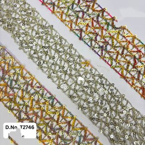 Ruban brodé d'or sur mesure avec tissu d'organza de paillettes pour les bordures de vêtements et la revente par les magasins de dentelle - Product Image 2