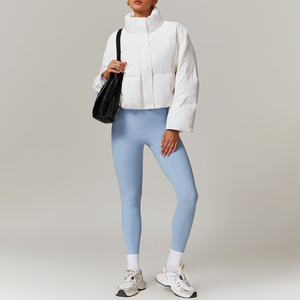 New Style Fashionable Solid Color Reversible Stand Collar Coat Cotton Print Plain Dyed Women's Super <b>Light</b> Winter Outdoor Jacket - Product Image 6